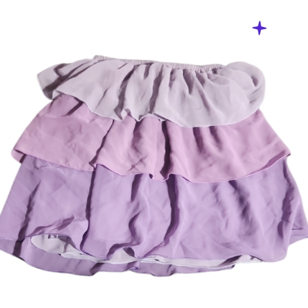 Vintage Tiered Ruffled Jrs M Lavender Tiered Skirt Lined